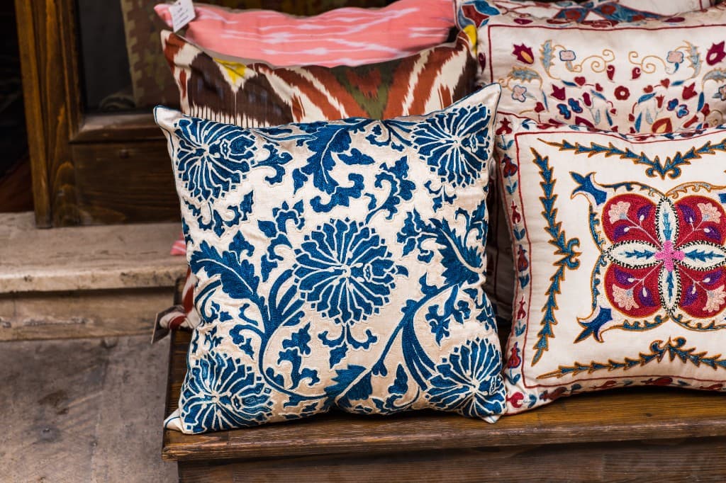Embroidered Floral Cushion